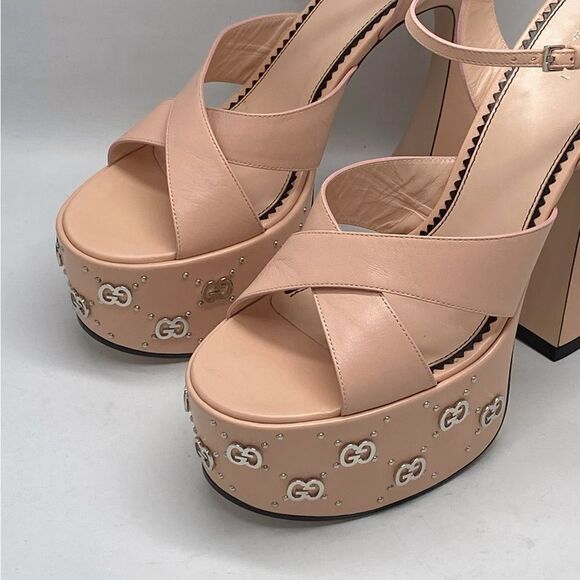 Gucci Interlocking GG stud-detailed platform sandals size 40 - Picture 8 of 13